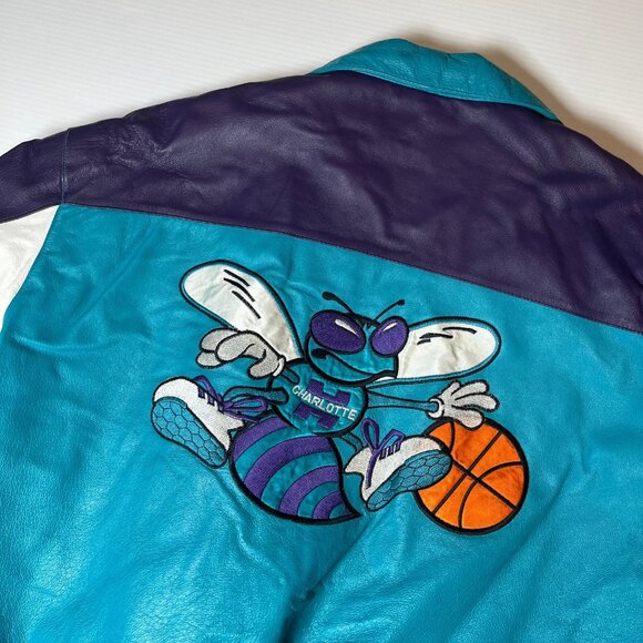 Vintage Fans Choice Charlotte Hornets Leather Jacket XL - Picture 3 of 11